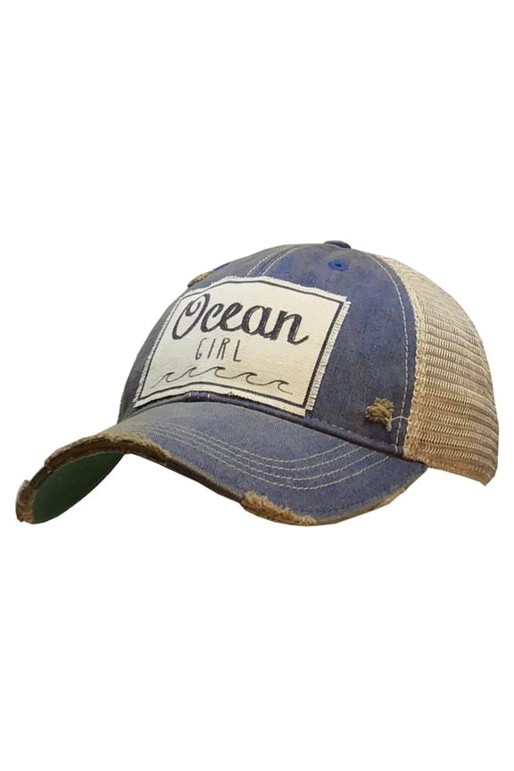 OCEAN Girl Distressed Trucker Hat