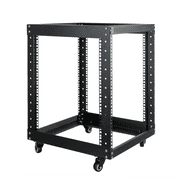 OCEANHUG 12U Server Rack Open Frame with Casters 4 Post 19-inch Data Rack Network Rack Cabinet Heavy Duty Black