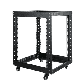 OCEANHUG 12U Server Rack Open Frame with Casters 4 Post 19-inch Data Rack Network Rack Cabinet Heavy Duty Black