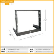 OCEANHUG 8U Network Rack Ground & Desktop 19 Inch 2 Post Open Frame with Reinforced Beam Free Standing Racks for Server Media AV IT Data