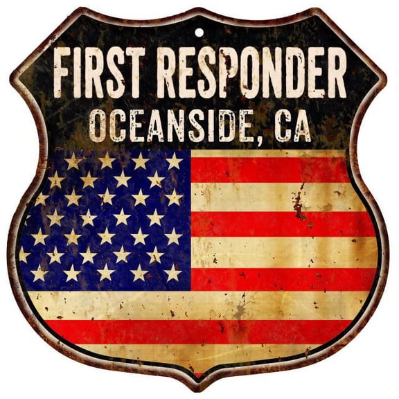 OCEANSIDE, CA First Responder USA 12x12 Metal Sign Fire Police 211110022130