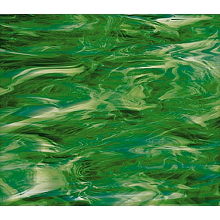 OCEANSIDE STAINED/FUSING GLASS SHEETS - DARK GREEN/WHITE FUSIBLE (Small 8" x 12")