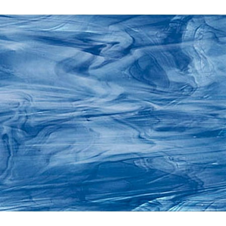 OCEANSIDE STAINED/FUSING GLASS SHEETS - SKY BLUE/DK BLUE/WHITE (Large 12" x 16")