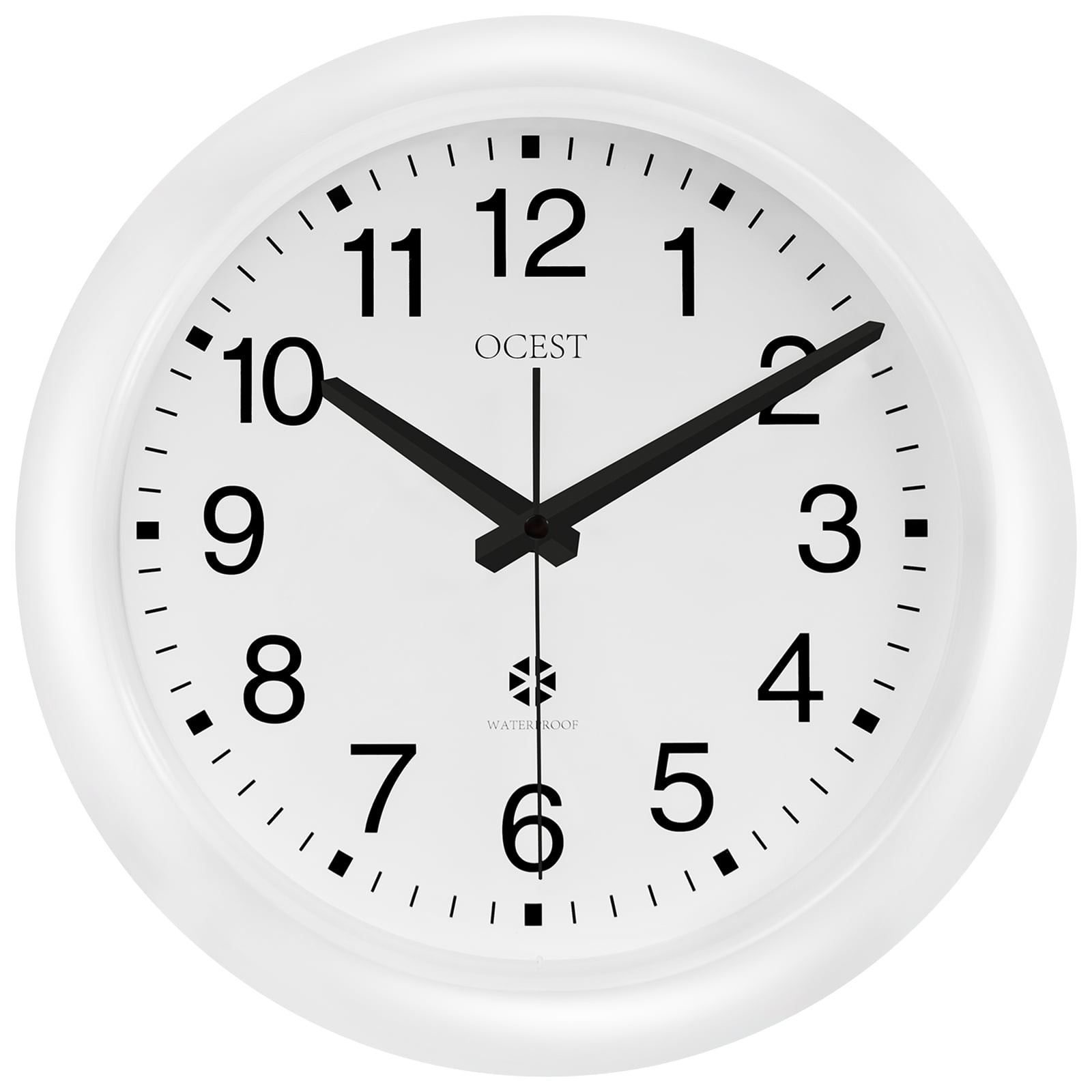OCEST 12" Outdoor Indoor Wall Clock, Silent Non Ticking Classic Wall