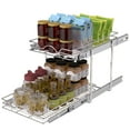 thumbnail image 1 of OCG 2-Tier Slide Out Drawers for Base Cabinet Organization in Kitchen Bathroom Pantry(12.5"W x 21"D x 15.6"H), Chrome Finish, 1 of 7