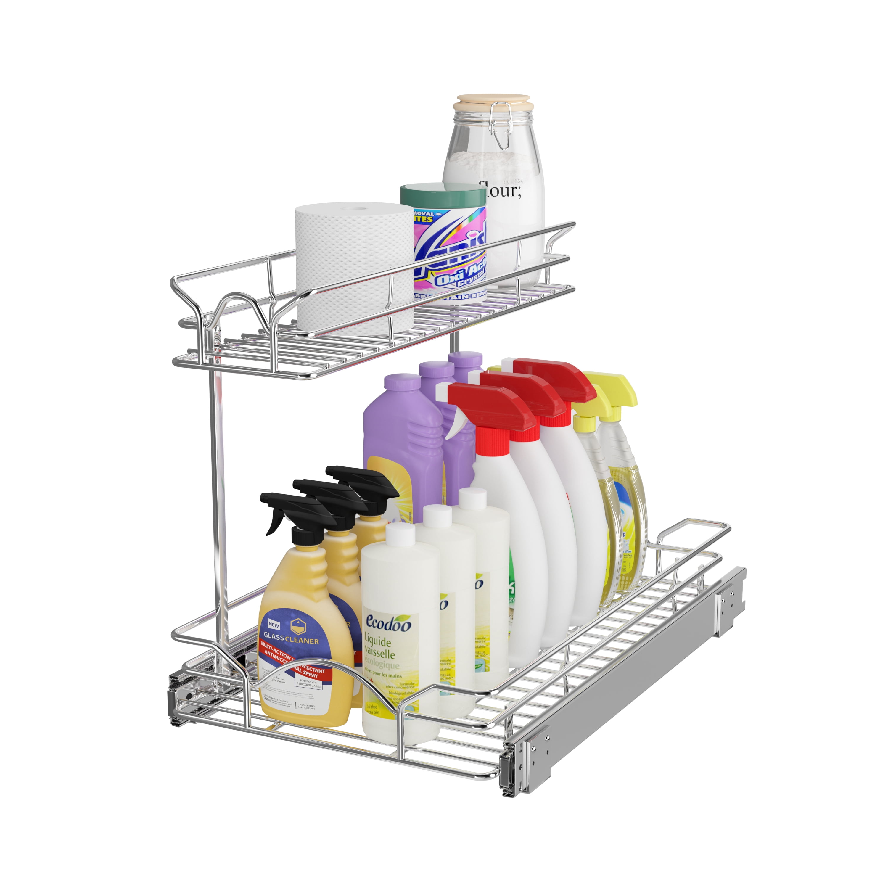 Dual Slide 2 Tier Under Sink Pull Out Drawer Rebrilliant Finish: Chrome, Size: 17 H x 14 W