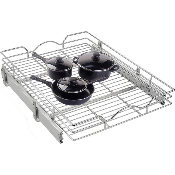 OCG Pull Out Organizer for Kitchen Bathroom (20" W x 21" D), Chrome Finish