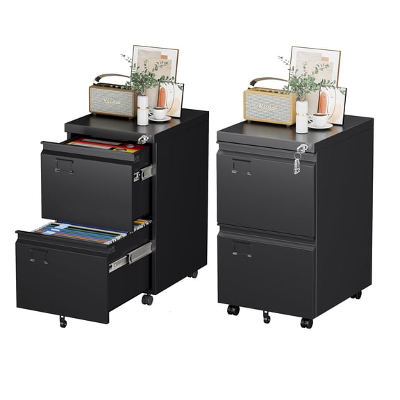 OCHAPA Locking 2-Drawer Mobile File Cabinet, Metal Under Desk, Home Office