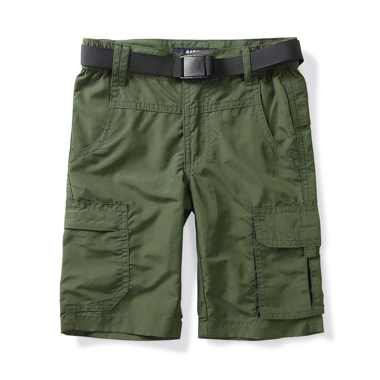OCHENTA Boys' Quick Dry Cargo Hiking Shorts Elastic Waist for Kids Youth  Athletic Outdoor Camping Fishing Army Green Tag 130 Size 6 