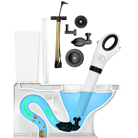 OCHIKI Powerful Air Drain Blaster Kit, Air Pressure Plunger Kits with 4 Replaceable, Toilet Plunger Dashboard Barometer