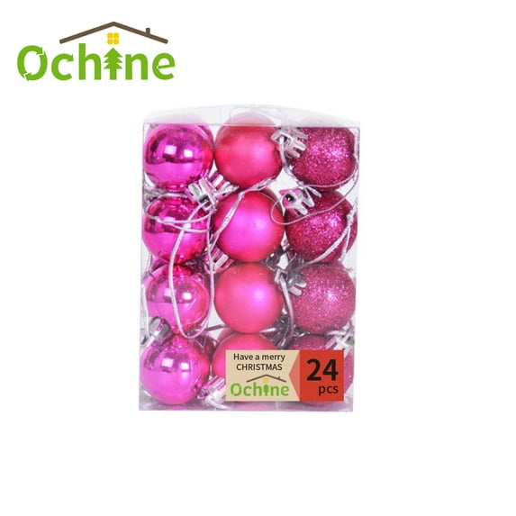 OCHINE 24 Pcs Christmas Tree Ornaments Set Mini Shatterproof Holiday Ornaments Balls for Christmas Decorations 1.18 inch