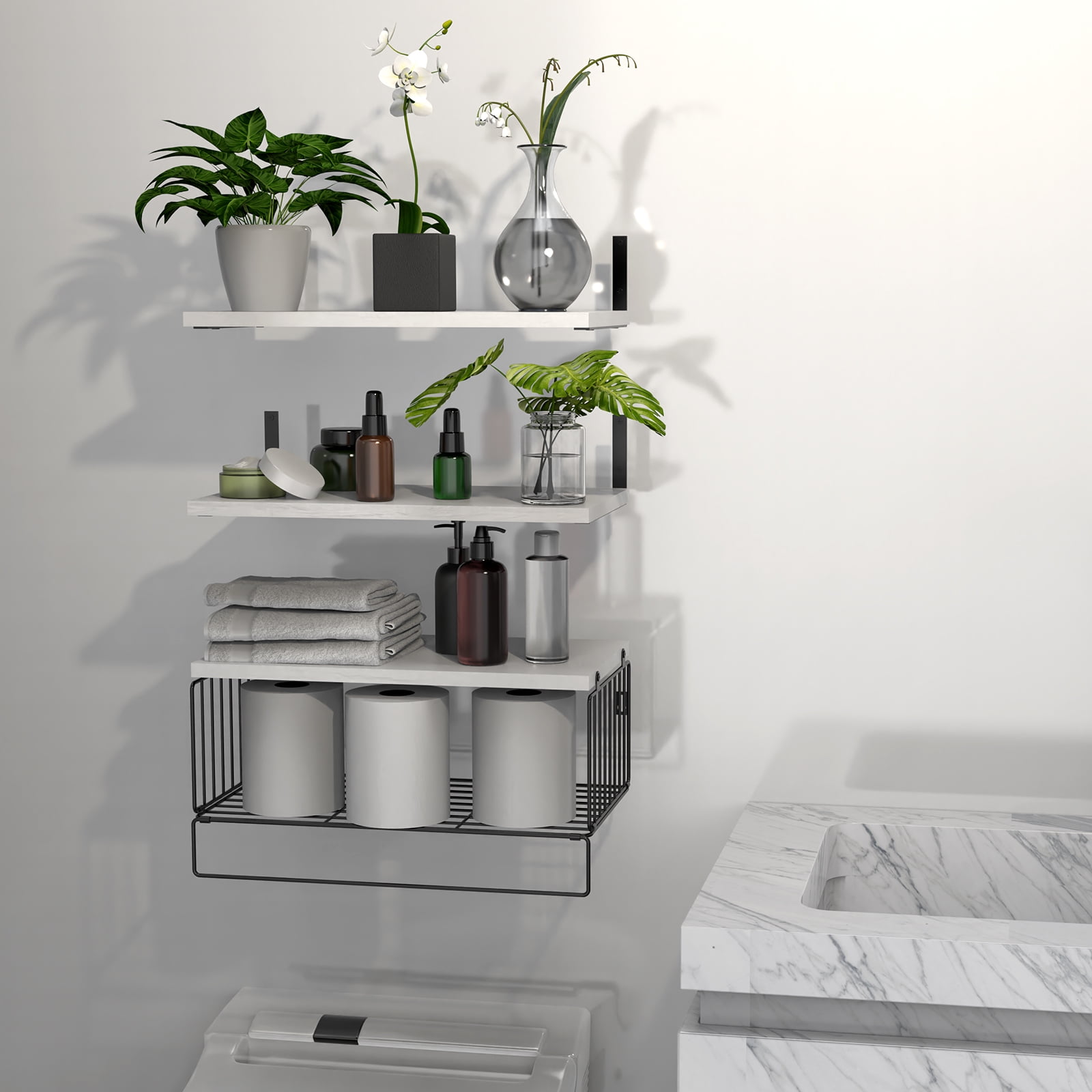 OCHINE Floating Shelves Wall Mounted, Widen Wall Mounted Wood Shelves