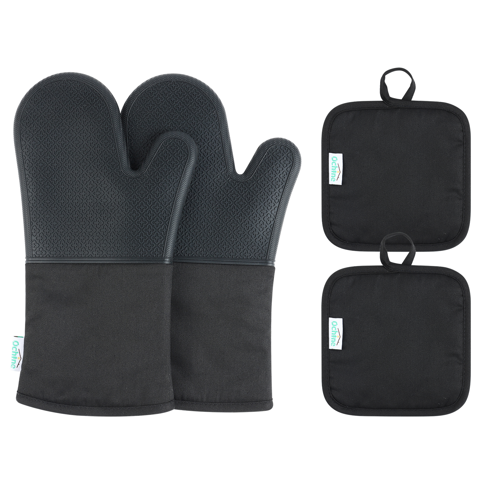 Professional Long Wrist Protect Oven Gloves, Heat Resistant Grill