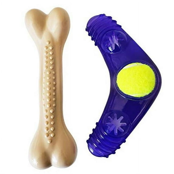 OCI American Pet Large Nylon Bone Boomerang Tennis Ball Toy Set for Dog Purple