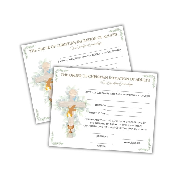 OCIA Certificate for Catechumens Order of Christian Initiation of Adults 30pk 8.5x11 Catholic Church RCIA Coordinator Resource First Communion