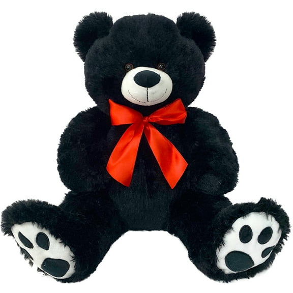 OCINAPALS 20" Stuffed Black Bear with Red Ribbon