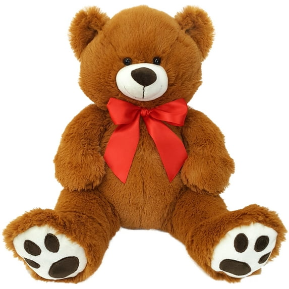 OCINAPALS 20" Stuffed Brown Bear with Red Ribbon