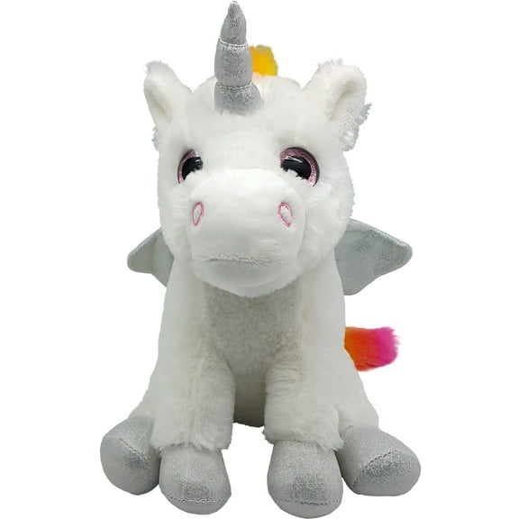 OCINAPALS 9" White Unicorn with Rainbow Mane & Tail