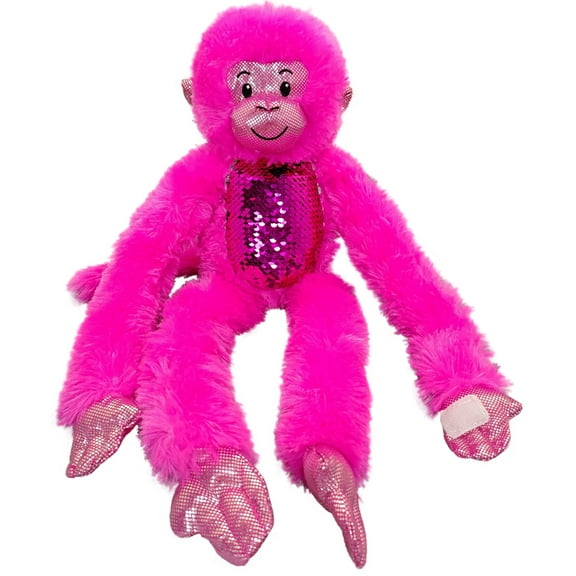 OCINAPALS Hot Pink Funkee Monkey with Velcro Hands and Sequin Belly, 21" Tall