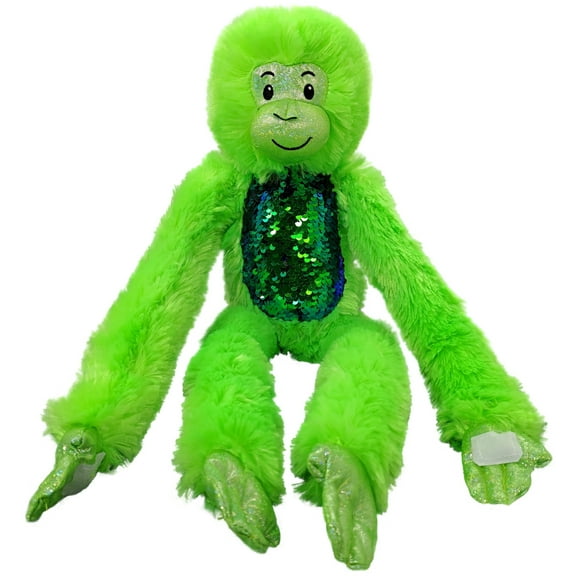 OCINAPALS Lime Green Funkee Monkey with Velcro Hands and Sequin Belly, 21" Tall
