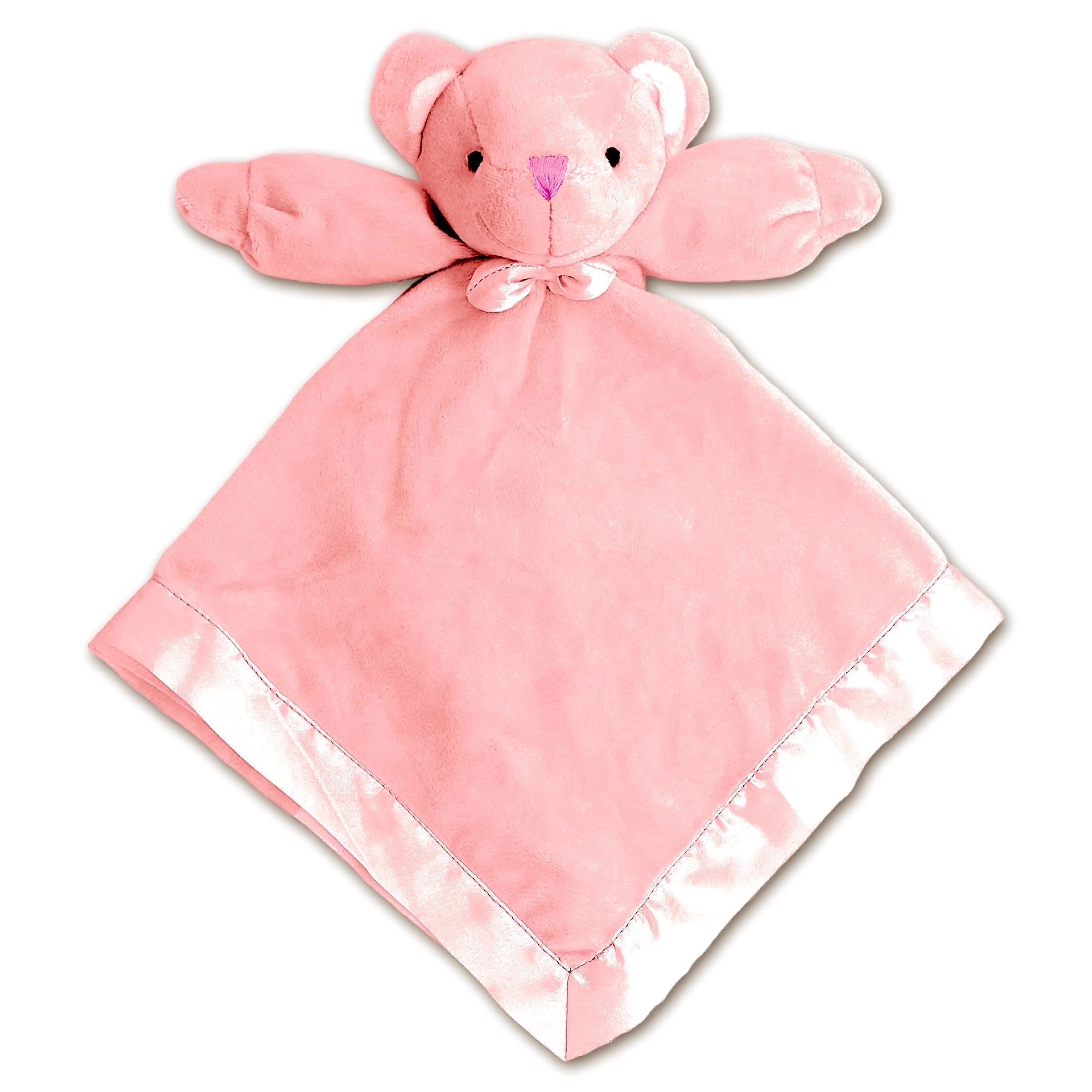 OCINAPALS Plush Pink Bear Baby Lovey, Security Blanket, 18