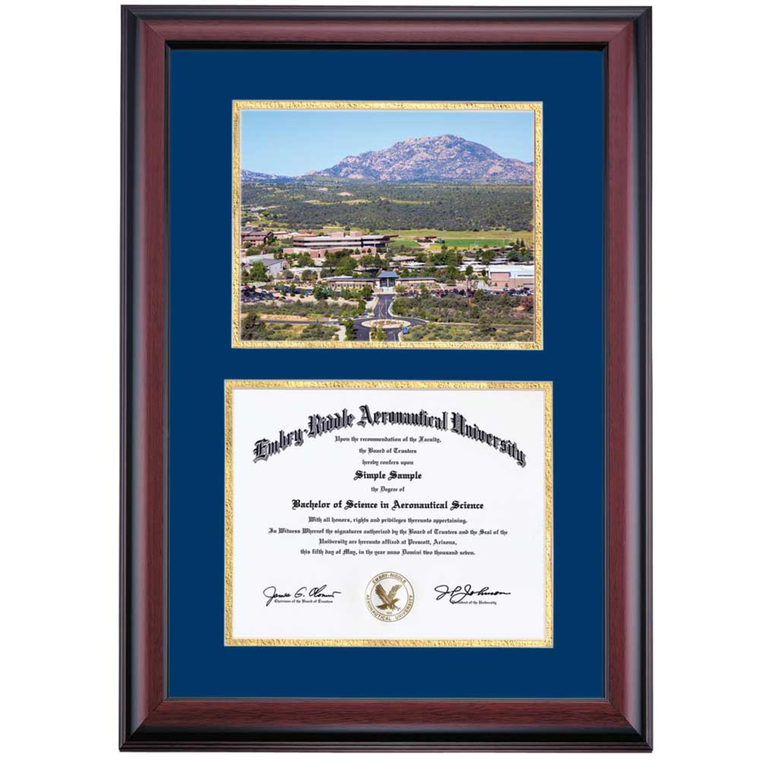 OCM Diploma Frame for EmbryRiddle Aeronautical University, Navy/Gold