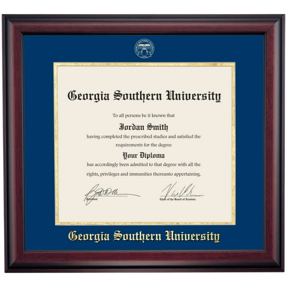 OCM Diploma Frame for Georgia Southern University, 19" x 21" Diploma Certificates Frame, Embossed Navy/Gold Mat