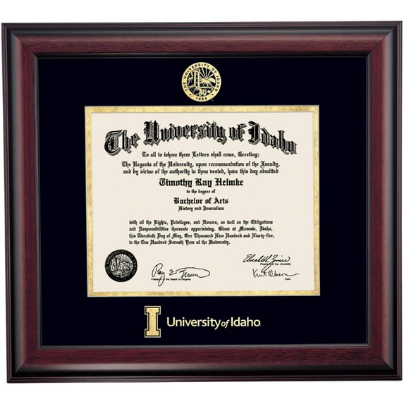 OCM Diploma Frame for University of Idaho, 16" x 18" Diploma Certificates Frame, Embossed Black/Gold Mat