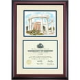 thumbnail image 1 of OCM Diploma Frame for University of Illinois Springfield UIS, Ivory/Navy Mat with Colonnade Watercolor, 24" x 17", 1 of 5