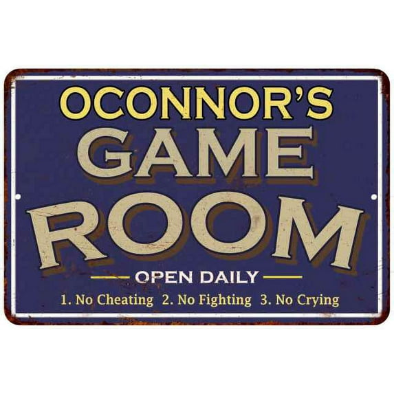 OCONNOR'S Blue Game Room Sign Metal 8 x 12 High Gloss Metal 208120002331
