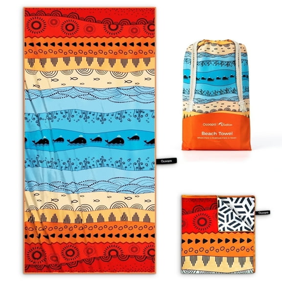 OCOOPA Diveblues Microfiber Beach Towels,Fast-Dry Sand Free Oversized Beach Towel,71" x 32"