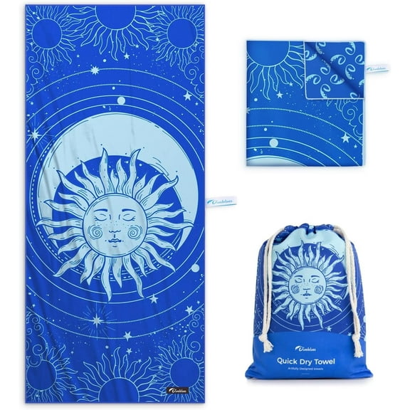 OCOOPA Diveblues Microfiber Beach Towels,Fast-Dry Sand Free Oversized Beach Towel,71" x 32"