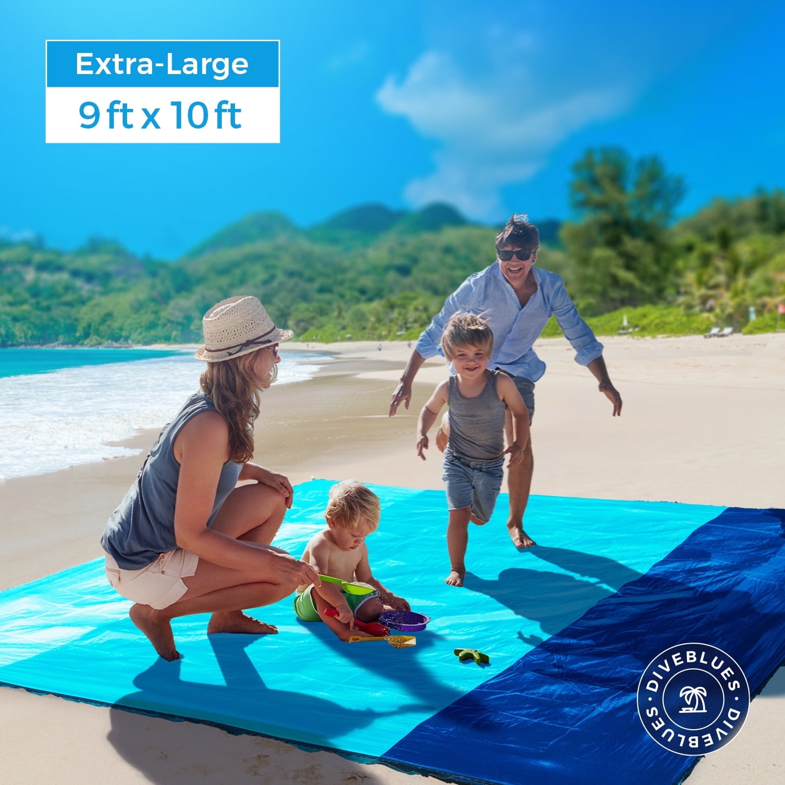 OCOOPA Sandproof Packable Diveblues Beach Blanket for 8 Adults, 10‚ÄôX 9‚Äô  Picnic Mat with Bag - Walmart.com