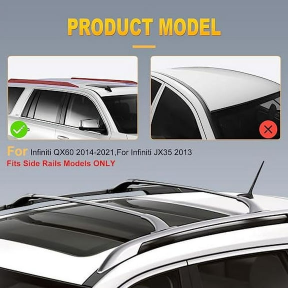 OCPTY Roof Rack Cross Bars Fit for Infiniti JX35 2013,for Infiniti QX60 2014 2015 2016 2017 2018 2019 2020 2021 Cargo Bars for Cargo Carrier Bag Luggage Kayak Canoe,Fits Side Rails
