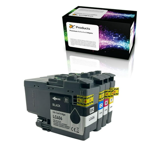 OCProducts Compatible Ink Cartridge Replacement for Brother LC406 4 Pack for MFC-J4335DW MFC-J4345DW MFC-J4535DW MFC-J5855DW MFC-J5955DW MFC-J6555DW MFC-J6955DW (1 Black, 1 Cyan, 1 Magenta, 1 Yellow)