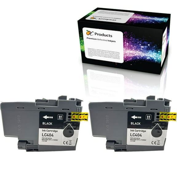 OCProducts Compatible Ink Cartridge Replacement for Brother LC404 2 Pack for DCP-J1200 MFC-J1205W MFC-J1215W (2 Black)