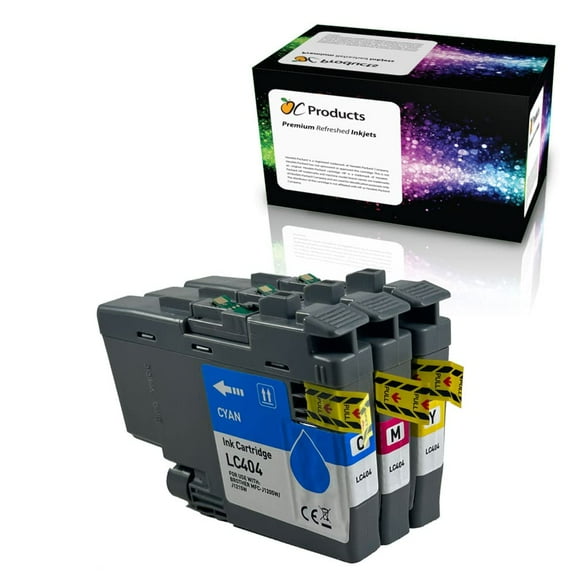 OCProducts Compatible Ink Cartridge Replacement for Brother LC404 3 Pack for DCP-J1200 MFC-J1205W MFC-J1215W (1 Cyan, 1 Magenta, 1 Yellow)