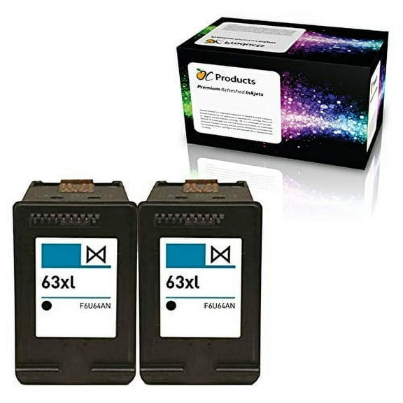 Compatible Ink Cartridge OCHP63XLBK2PK for HP Deskjet 2130 2132 3630 3632 3634 1110 Envy 4520 Officejet 3830 Printers (2 Black)
