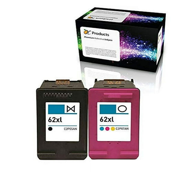 Remanufactured Compatible Ink Cartridge for HP 62XL for HP Officejet 5742 5740 8040 Envy 5540 5640 5660 7640 Printers (1 Black 1 Color)