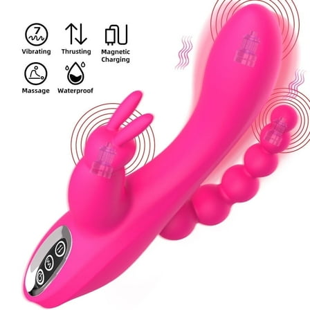 OCTMOM 3 In 1 G Spot Vibrators Rabbit Vibrator for Women Adult Couples Pleasure, Pink.
