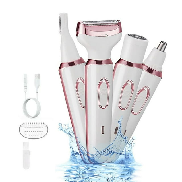 OCTMOM 4 in 1 Electric Razors Epilators for Women, Waterproof Painless Steel Blades Shavers Nose