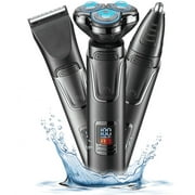 OCTMOM Electric Shaver for Men, Cordless 3-in-1 Beard Trimmer, Nose Hair Razor ,Waterproof Grooming Kit Black