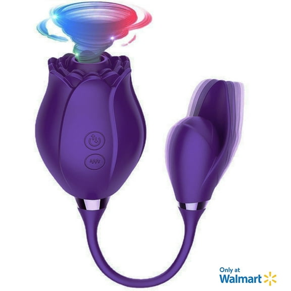 OCTMOM Rose Toy for Women, 3 in 1 G-spot Vibrators with Dildo Vibrating Ball for Couples Adult Pleasure Stimulation, Purple