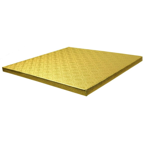 OCreme Cake Board, Gold Foil Square Cake Drum with Gorgeous Design, Sturdy & Durable 1/2 Thick Cake Drums, Square Cake Boards 10 x 10 Inch, Pack of 5 Disposable Cake Drums