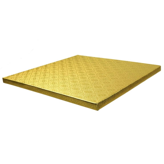 OCreme Cake Board, Gold Foil Square Cake Drum with Gorgeous Design, Sturdy & Durable 1/2 Thick Cake Drums, Square Cake Boards 14 x 14 Inch, Pack of 5 Disposable Cake Drums