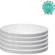 OCreme Cake Board, White Round Cake Circles with Gorgeous Design, Sturdy & Durable 1/2 Thick Cake Drums, Round Cake Boards with 12 Diameter, Pack of 5 Disposable Cake Drums