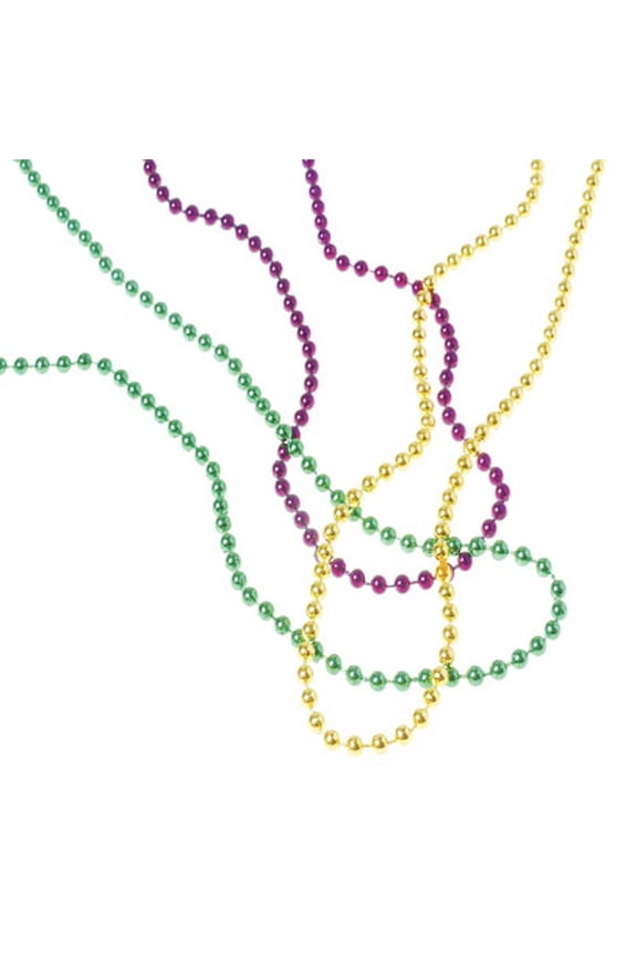 OD440 Bulk Mardi Gras 4mm Bead Necklaces
