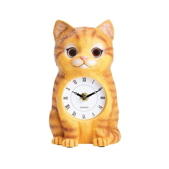 ODASH - Kitty Clock with Moving Eyes Home Decor Quartz Movement - Orange