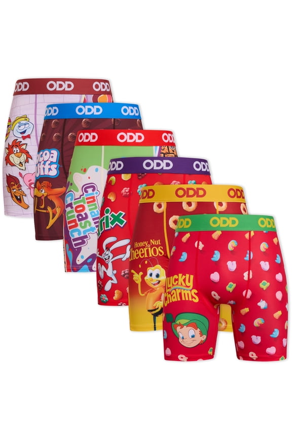 – 6-Pack Mens Boxer Briefs Set – Trix Lucky Charms Cheerios Cinnamon Toast Crunch Cereal