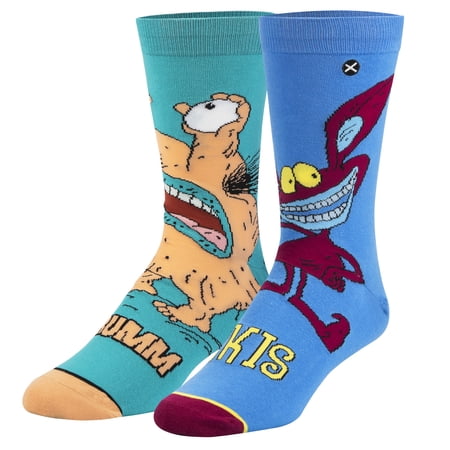 ODD SOX – Aaahh!!! Real Monsters Krumm & Ickis Character Novelty Crew Socks – Size Medium – Men’s